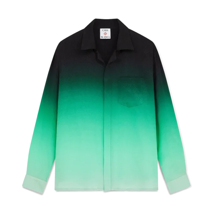 Gradient Ping Pong Jacquard Long Sleeve Silk Shirt Gradient Ping Pong Jacquard Long Sleeve Silk Shirt
