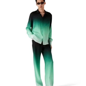 Gradient Ping Pong Jacquard Long Sleeve Silk Shirt