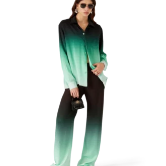 Gradient Ping Pong Jacquard Long Sleeve Silk Shirt