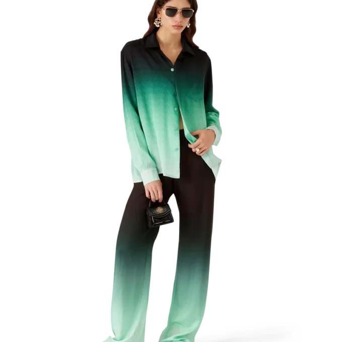 Gradient Ping Pong Jacquard Long Sleeve Silk Shirt Gradient Ping Pong Jacquard Long Sleeve Silk Shirt