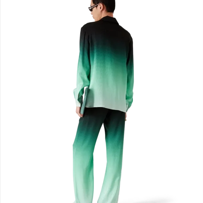 Gradient Ping Pong Jacquard Long Sleeve Silk Shirt Gradient Ping Pong Jacquard Long Sleeve Silk Shirt