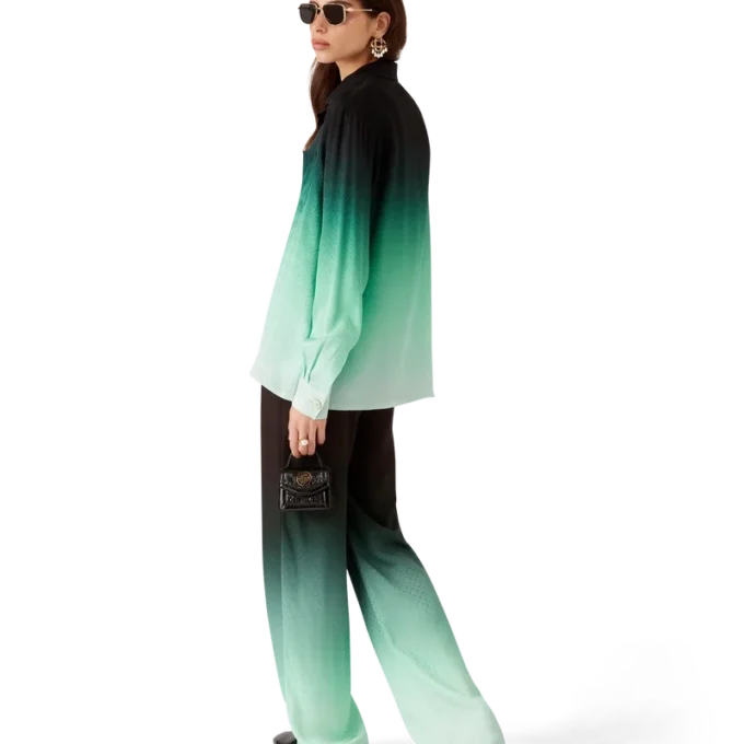 Gradient Ping Pong Jacquard Long Sleeve Silk Shirt Gradient Ping Pong Jacquard Long Sleeve Silk Shirt