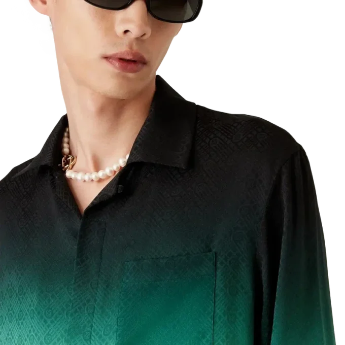 Gradient Ping Pong Jacquard Long Sleeve Silk Shirt Gradient Ping Pong Jacquard Long Sleeve Silk Shirt