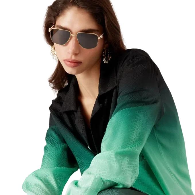 Gradient Ping Pong Jacquard Long Sleeve Silk Shirt Gradient Ping Pong Jacquard Long Sleeve Silk Shirt