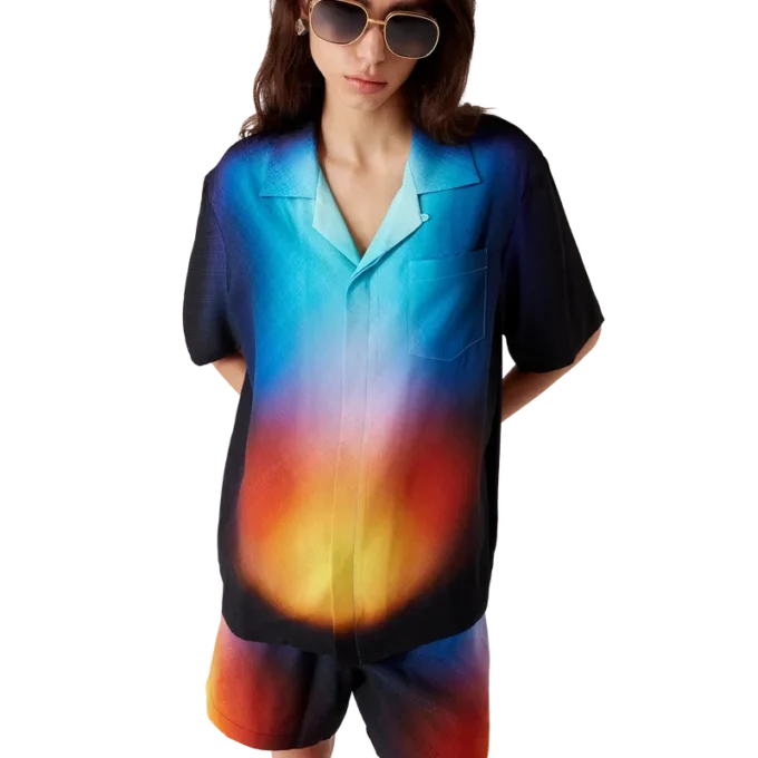 Gradient Silk Short Sleeve Shirt Gradient Silk Short Sleeve Shirt