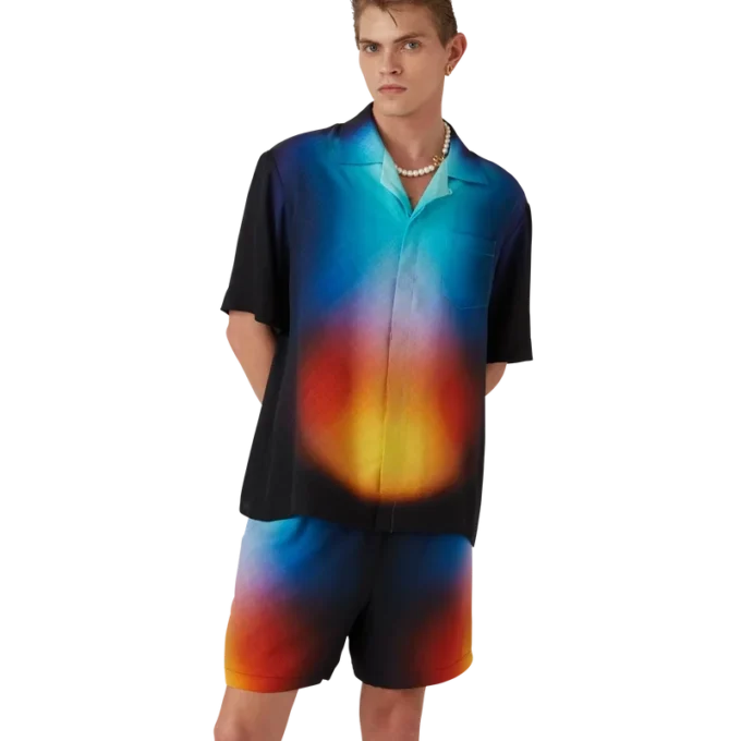 Gradient Silk Short Sleeve Shirt Gradient Silk Short Sleeve Shirt