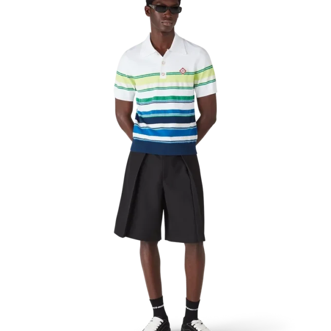 Gradient Stripe Short Sleeve Polo Shirt Gradient Stripe Short Sleeve Polo Shirt