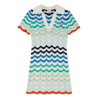 Gradient Wave Crochet Mini Dress