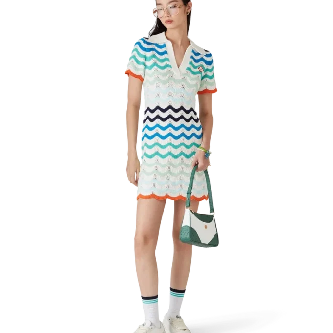 Gradient Wave Crochet Mini Dress Gradient Wave Crochet Mini Dress