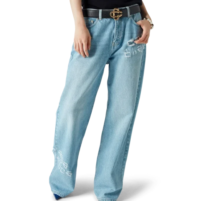 Graffiti Distressed Denim Jeans Graffiti Distressed Denim Jeans