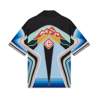 Graphic Mountain Short Sleeve Silk Shirt