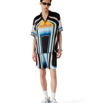 Graphic Mountain Short Sleeve Silk Shirt