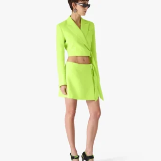 Green Crepe Mini Skirt
