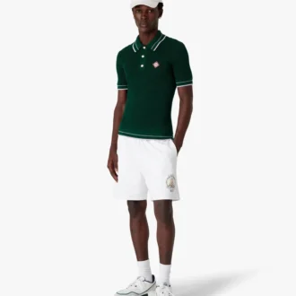 Green Crochet Short Sleeve Polo Shirt