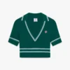 Green Cropped Knit Polo Shirt Green Cropped Knit Polo Shirt