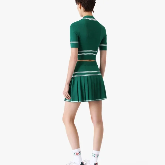 Green Cropped Knit Polo Shirt Green Cropped Knit Polo Shirt