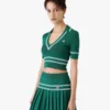Green Cropped Knit Polo Shirt Green Cropped Knit Polo Shirt