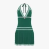 Green Pleated Halter Mini Dress Green Pleated Halter Mini Dress