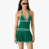 Green Pleated Halter Mini Dress Green Pleated Halter Mini Dress