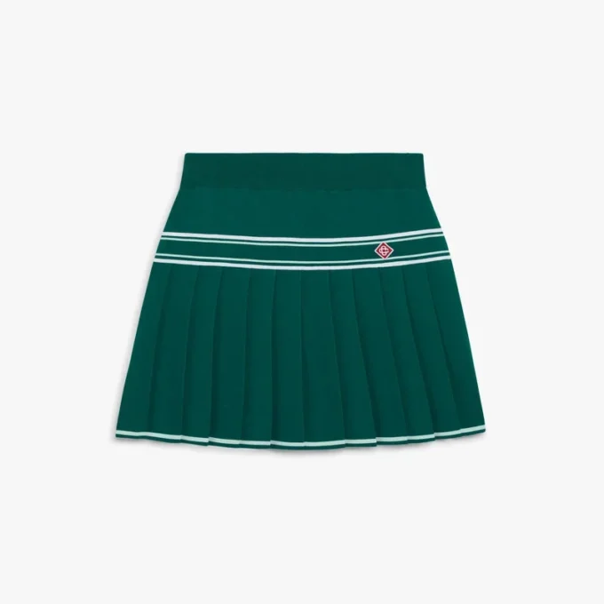 Green Pleated Knit Mini Skirt Green Pleated Knit Mini Skirt