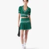 Green Pleated Knit Mini Skirt Green Pleated Knit Mini Skirt