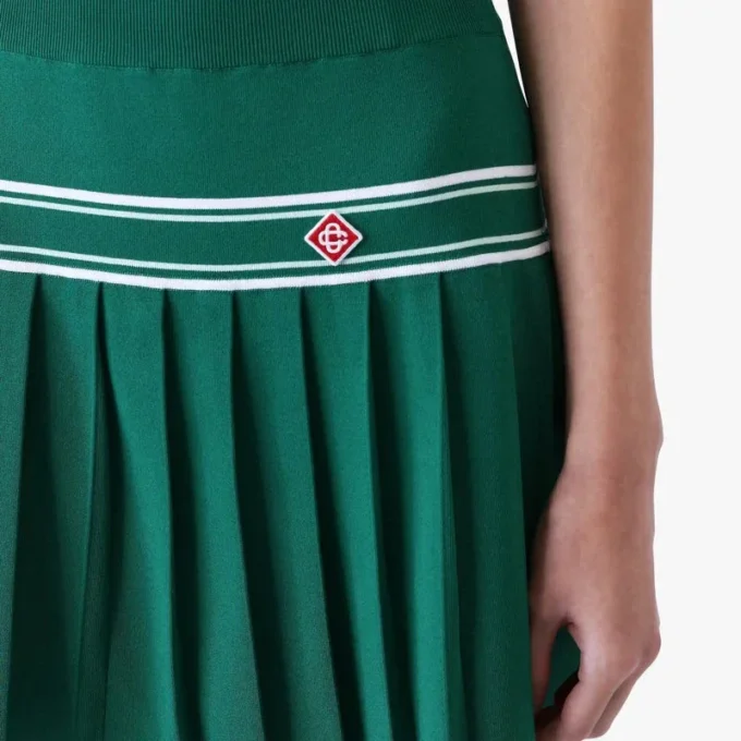 Green Pleated Knit Mini Skirt Green Pleated Knit Mini Skirt