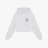 Grey Embroidered Cropped Hooded Sweatshirt