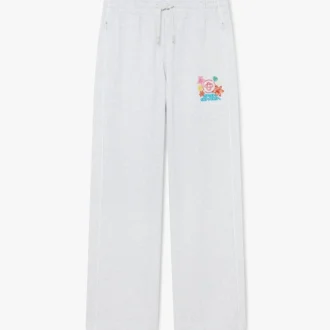 Grey Embroidered Cropped Sweatpants