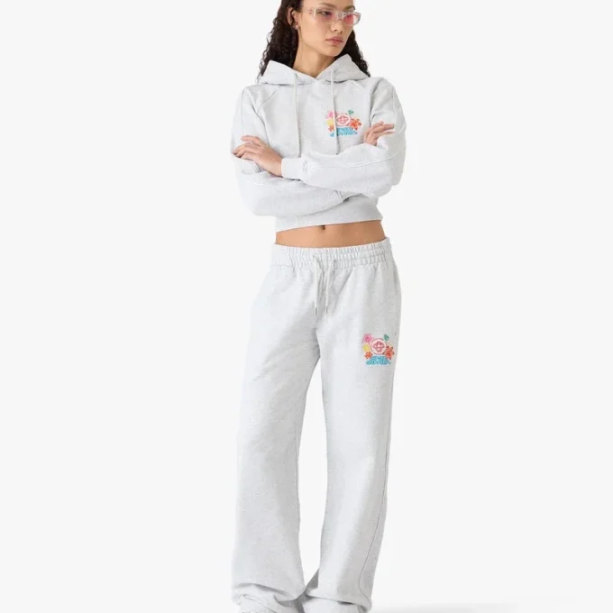 Grey Embroidered Cropped Sweatpants Grey Embroidered Cropped Sweatpants