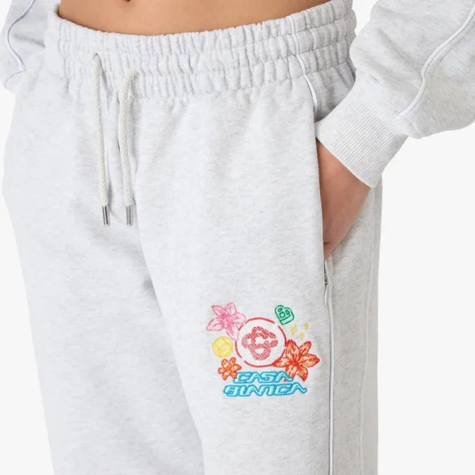 Grey Embroidered Cropped Sweatpants Grey Embroidered Cropped Sweatpants