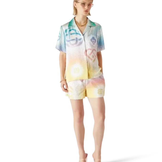 Halftone Logo Cuban Collar Short Sleeve Shirt Halftone Logo Cuban Collar Short Sleeve Shirt