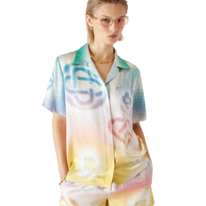 Halftone Logo Cuban Collar Short Sleeve Shirt Halftone Logo Cuban Collar Short Sleeve Shirt