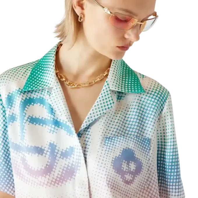 Halftone Logo Cuban Collar Short Sleeve Shirt Halftone Logo Cuban Collar Short Sleeve Shirt