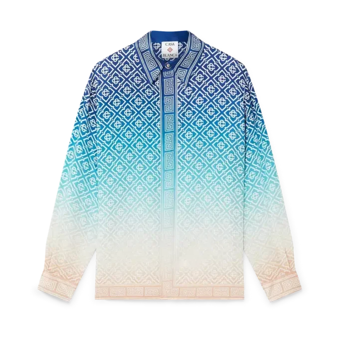 Jacquard Gradient Long Sleeve Silk Shirt Jacquard Gradient Long Sleeve Silk Shirt