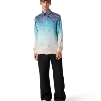 Jacquard Gradient Long Sleeve Silk Shirt Jacquard Gradient Long Sleeve Silk Shirt