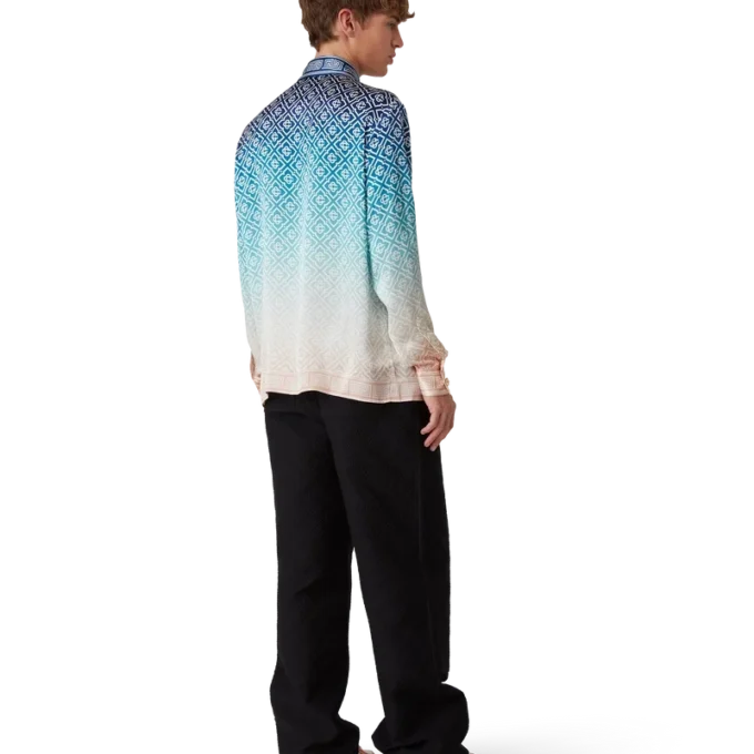 Jacquard Gradient Long Sleeve Silk Shirt Jacquard Gradient Long Sleeve Silk Shirt