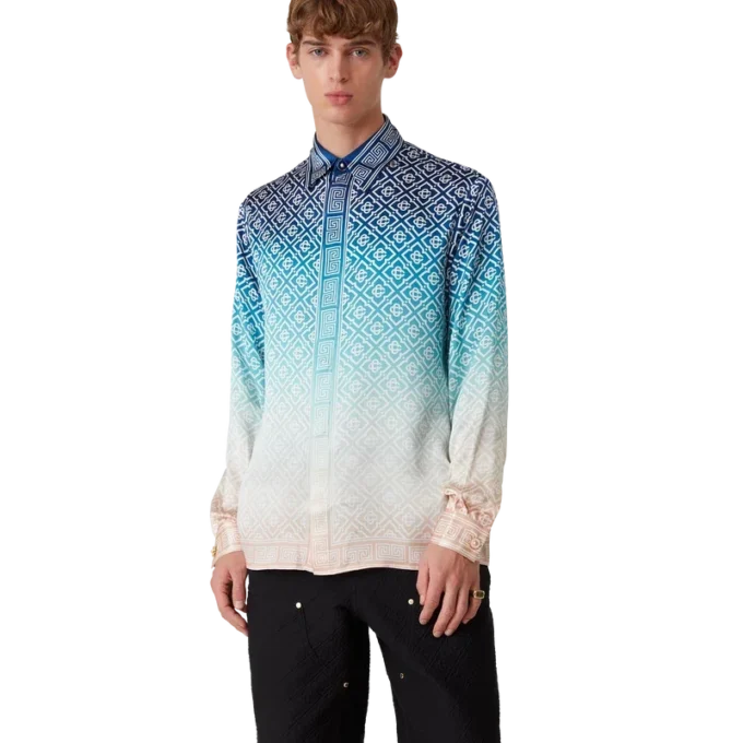 Jacquard Gradient Long Sleeve Silk Shirt Jacquard Gradient Long Sleeve Silk Shirt