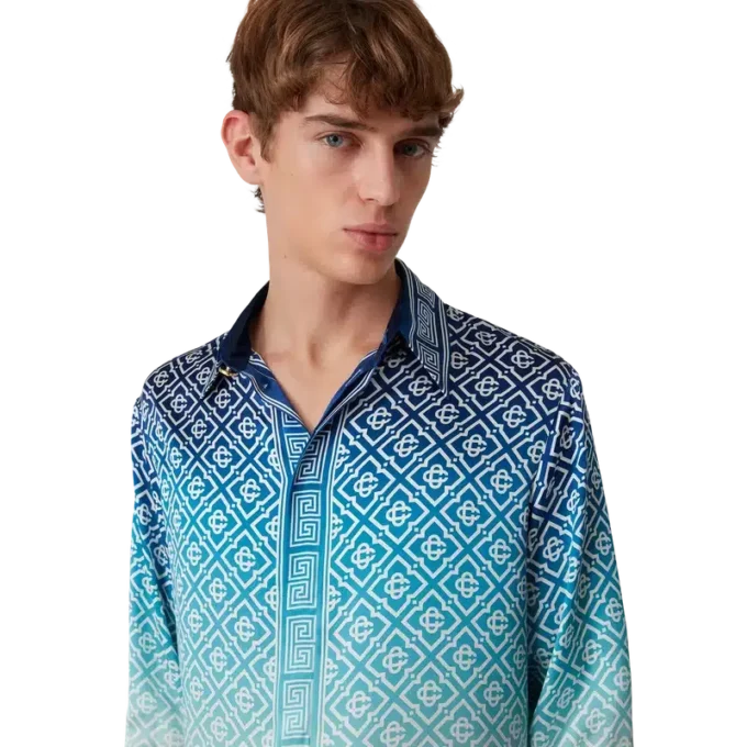 Jacquard Gradient Long Sleeve Silk Shirt Jacquard Gradient Long Sleeve Silk Shirt