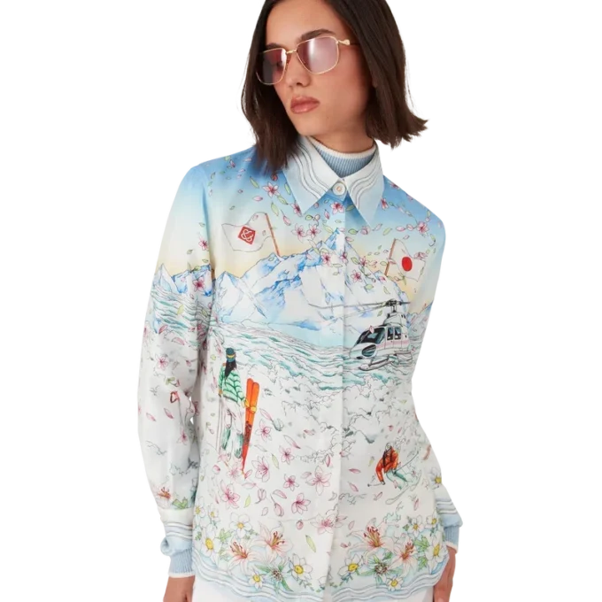 L’hiver Fleuri Long Sleeve Silk Twill Shirt L’hiver Fleuri Long Sleeve Silk Twill Shirt