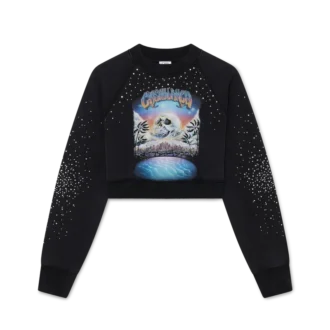 La Pramonition Crystal Embellished Cropped Sweatshirt