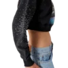 La Pramonition Crystal Embellished Cropped Sweatshirt