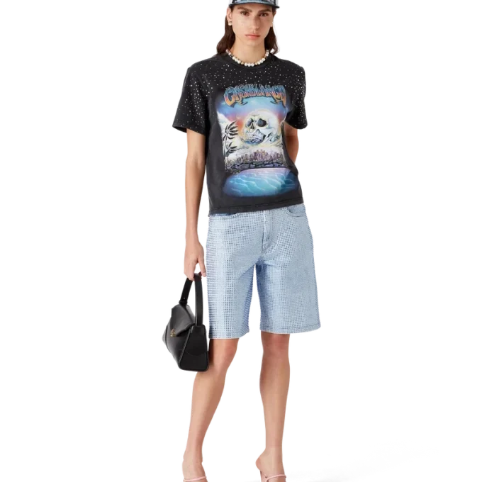 Crystal Embellished Denim Shorts Crystal Embellished Denim Shorts
