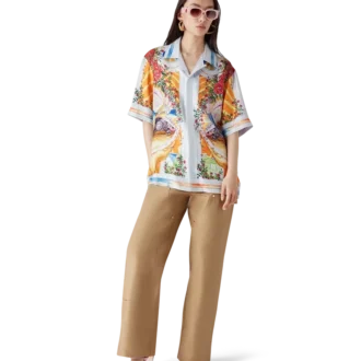La Tornade De Rose Short Sleeve Silk Shirt