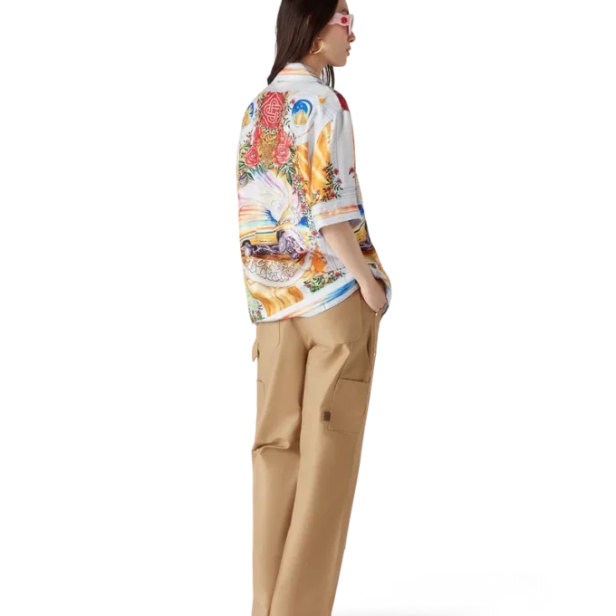 La Tornade De Rose Short Sleeve Silk Shirt La Tornade De Rose Short Sleeve Silk Shirt