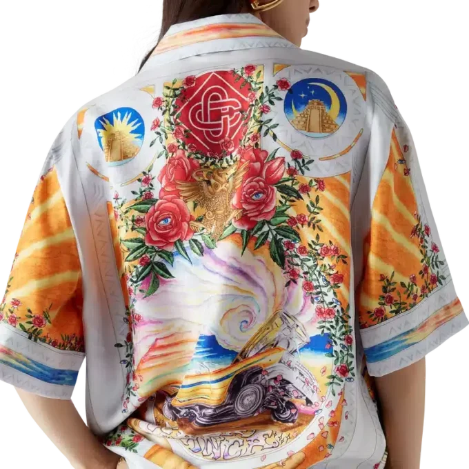 La Tornade De Rose Short Sleeve Silk Shirt La Tornade De Rose Short Sleeve Silk Shirt