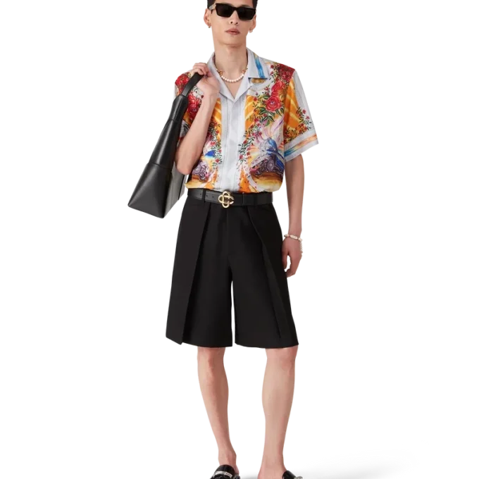 La Tornade De Rose Short Sleeve Silk Shirt La Tornade De Rose Short Sleeve Silk Shirt