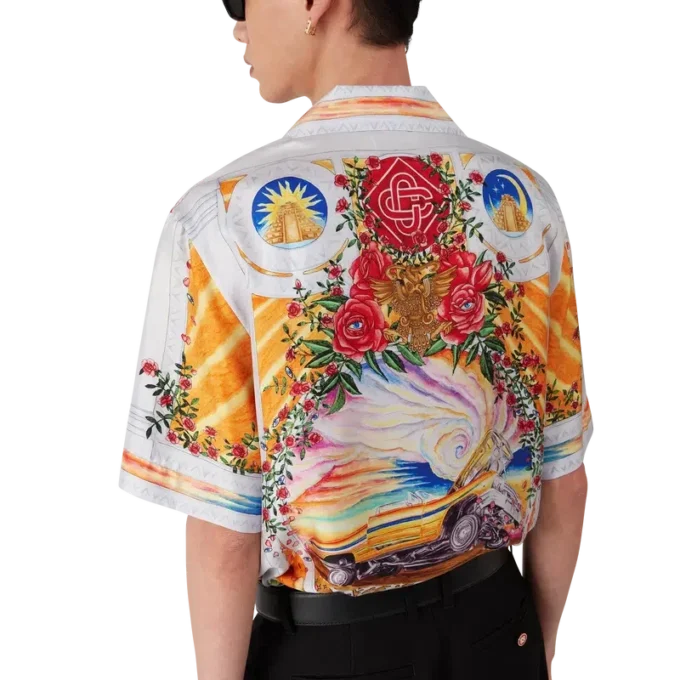 La Tornade De Rose Short Sleeve Silk Shirt La Tornade De Rose Short Sleeve Silk Shirt