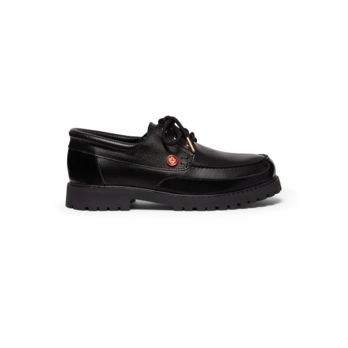 Men’s Black Leather Boat Shoes