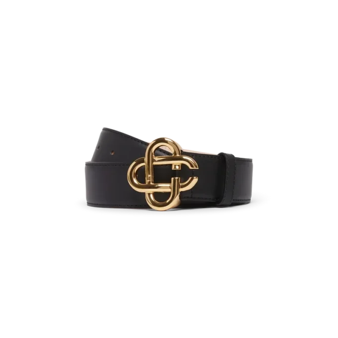 Mens Black Gold Cc Logo Buckle Belt Mens Black Gold Cc Logo Buckle Belt