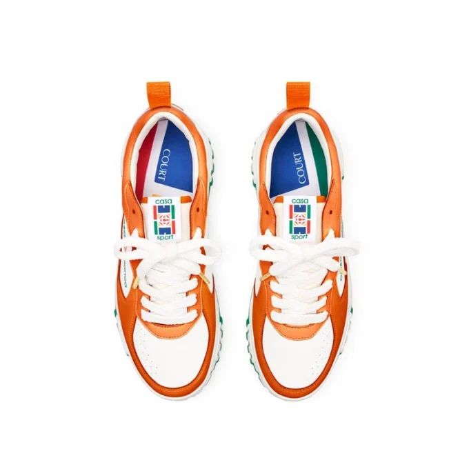 Mens Court Orange & White Sneakers Mens Court Orange & White Sneakers